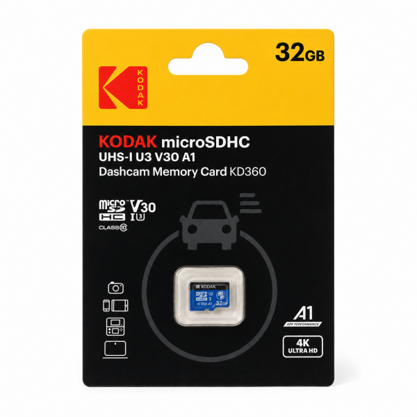 Kodak 32GB UHS-I U3/V30/A1 Araç Kamerası İçin Micro SD Kart KD360