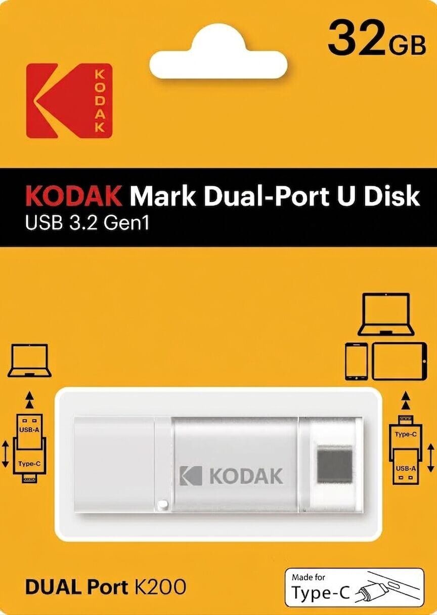 Kodak 32GB 3.2 Gen1 Type-C + USB Bellek (K200W)