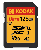 Kodak 128GB UHS-I U3 A2 V30Ultra DDR SD Hafıza Kartı (160MB/s - 150MB/s)