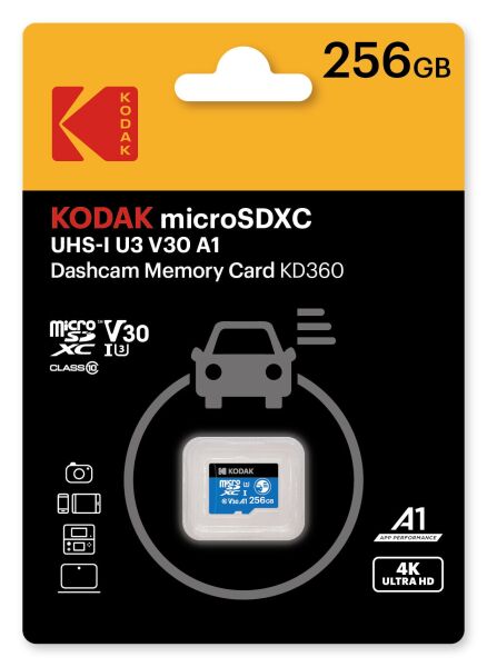 Kodak 256GB UHS-I U3/V30/A1 Araç Kamerası İçin Micro SD Kart KD360