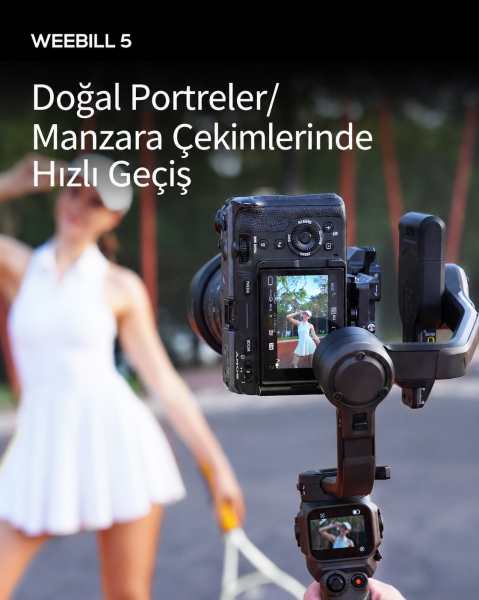 Zhiyun WEEBILL 5 -  3 Eksenli Kamera Gimbalı – AI Takip, Dahili Tutma Kolu ve 3 kg Taşıma Kapasitesi