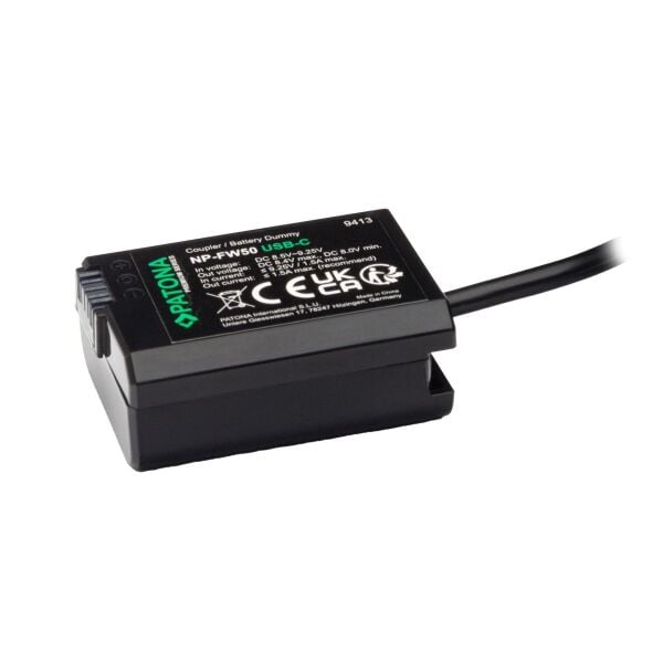 Patona 9413 Sony NP-FW50 İçin USB-C Girişli Kukla Pil Adaptörü