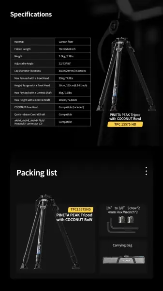 YC Onion Pineta & CB7 Cedar Fluid Head Karbon Fiber Tripod Kit