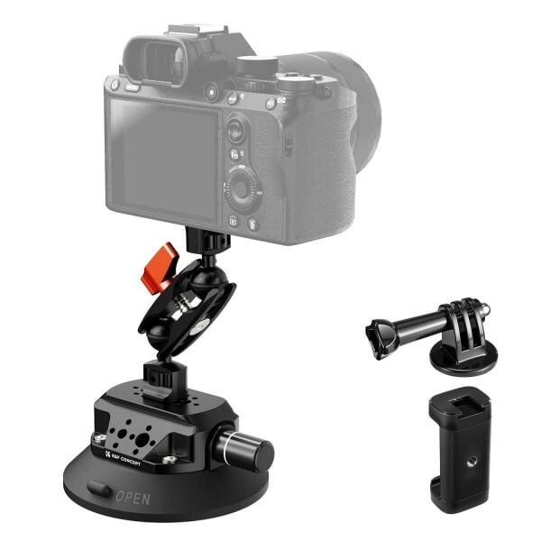 K&F Concept KF31.100 4,5'' Kamera Vantuzu Sihirli Kol Cep Telefonu Kelepçesi ve GoPro Adaptör ile
