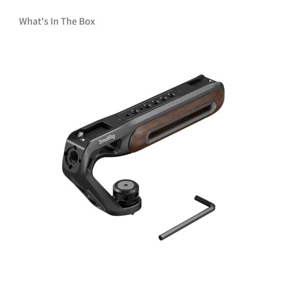 SmallRig 5252 Ahşap Üst Sap, 1/4''-20 ve ARRI 3/8''-16 Konumlandırma Vidası ile Birlikte