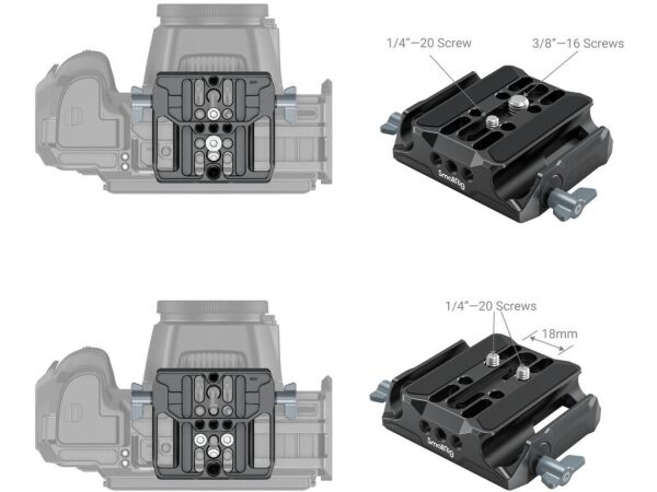 SmallRig 3357 Çift 15mm Çubuk Kelepçeli Evrensel Taban Plakası Baseplate