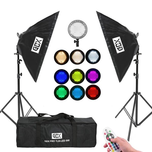 GDX Pro TLB-500 RGB İkili Set - Fotoğraf & Video Çekim Işığı (Dimmerli)