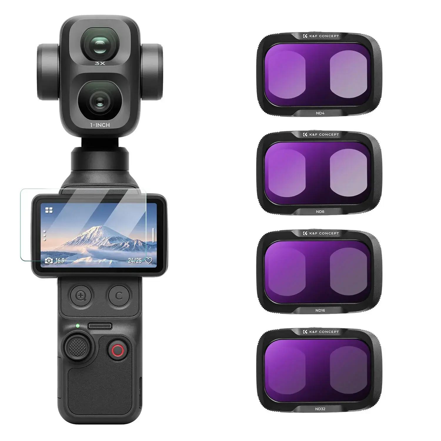 K&F Concept DJI Osmo Pocket 4P İçin 4 Parça ND Filtre Seti (ND4, ND8, ND16, ND32)