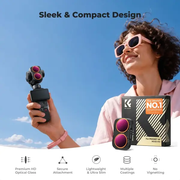 K&F Concept DJI Osmo Pocket 4P İçin Değişken ND Filtre (ND32-512)(Plastik)