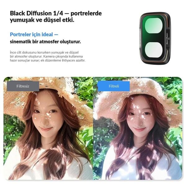 K&F Concept DJI Osmo Pocket 4P İçin Black Mist 1/4 Filtre (Metal)