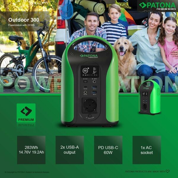 Patona 9990 Premium Taşınabilir Güç İstasyonu 300 / 300W 283Wh USB5V/3A DC12V/5A AC220V