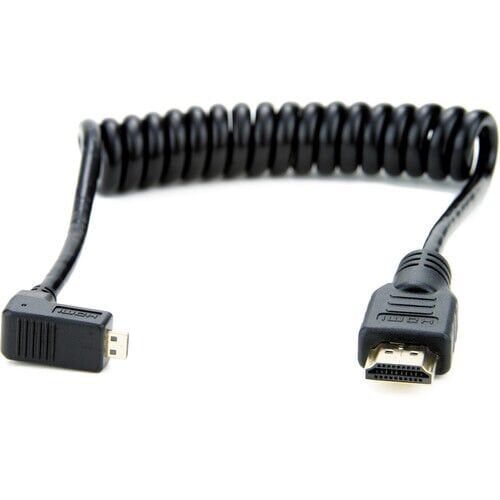 Atomos ATOMCAB007 – Sarmal Sağ Açılı Micro-HDMI (Type-D) – HDMI (Type-A) Kablo (30–45 cm)