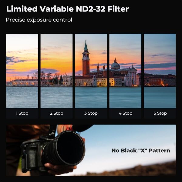K&F Concept 55mm NANO-X ND2-32 (1-5 Stop) True Color Ultra Değişken Filtre