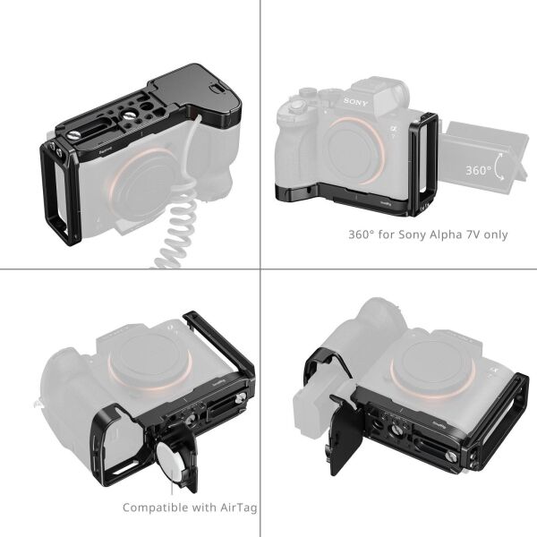 SmallRig 6034 Sony Alpha 7 V / 7R V / 7 IV için AirTag Yuvalı L Şekilli Montaj Plakası