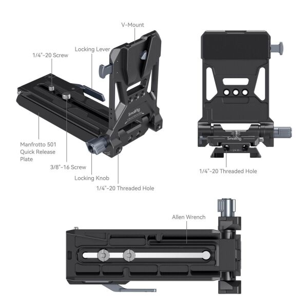 SmallRig 4323 Sony FX6 Canon C70 Sinema Kameraları için V-Mount Pil Montaj Plakası Kiti