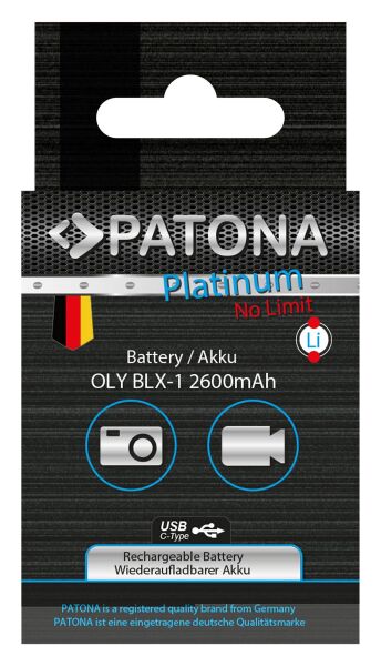Patona 1372 Platinum Batarya Olympus OM-1 OM1 BLX-1 BLX1