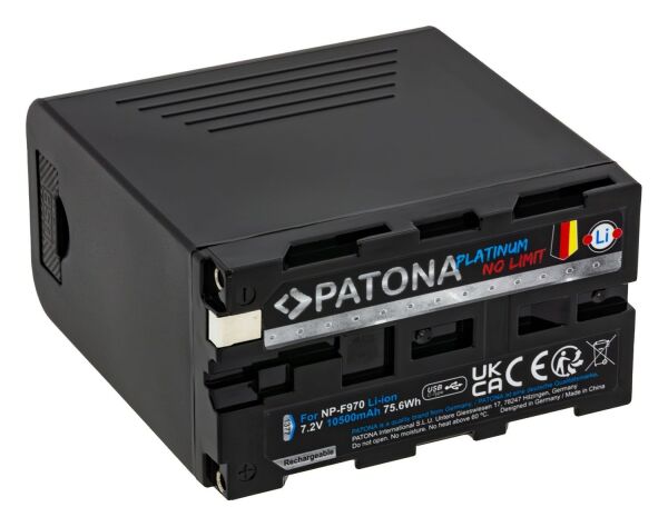 Patona 1377 Platinum Batarya Sony NP-F970 10500mAh USB-C PD20W