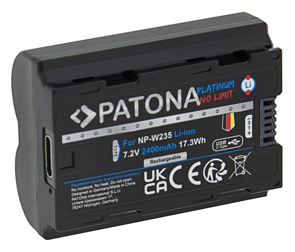 Patona 1371 Platinyum USB-C Girişli Batarya Fuji Finepix NP-W235 X-T4