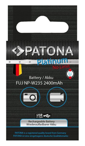 Patona 1371 Platinyum USB-C Girişli Batarya Fuji Finepix NP-W235 X-T4