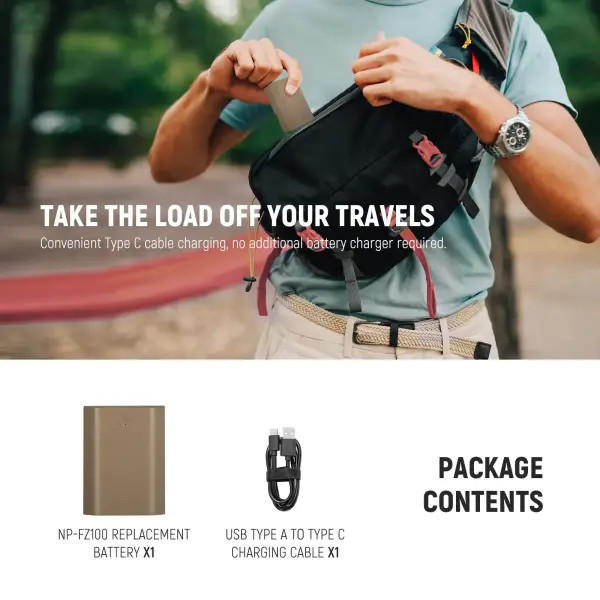 Neewer 2400mAh NP-FZ100 Yedek Batarya USB-C (Sony Uyumlu)
