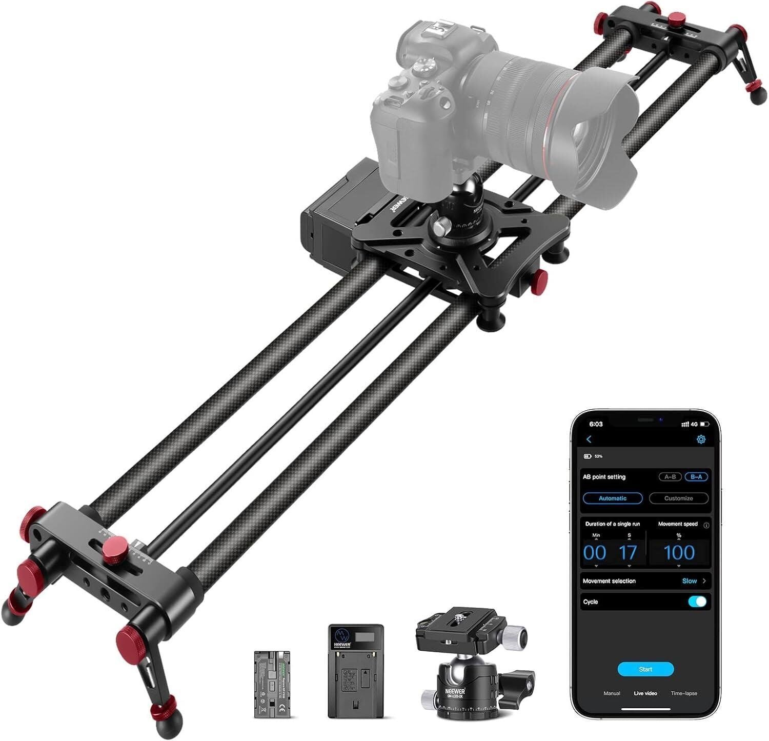 Neewer 120cm Uzaktan Kumandalı & Motorlu Slider (APP)