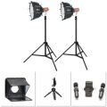 PDX KY-BKO323 İkili LED Işık, Lensgo TC7 Prompter, PDX V5 İkili Mikrofon ve Tripod Kit
